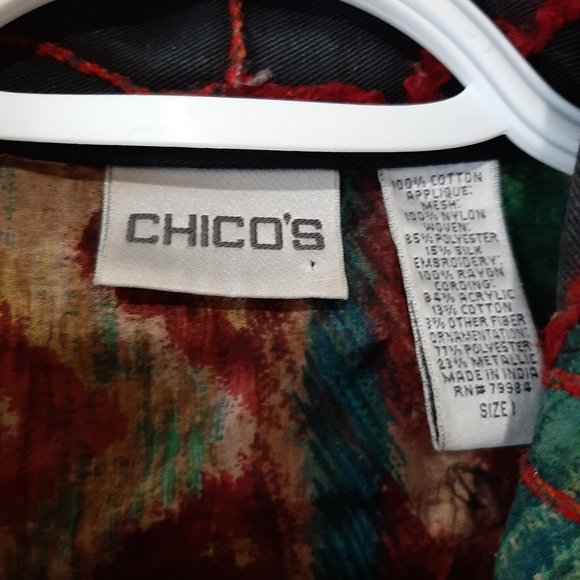 Chico's Embroidered Denim Button Up Jacket - Picture 3 of 7